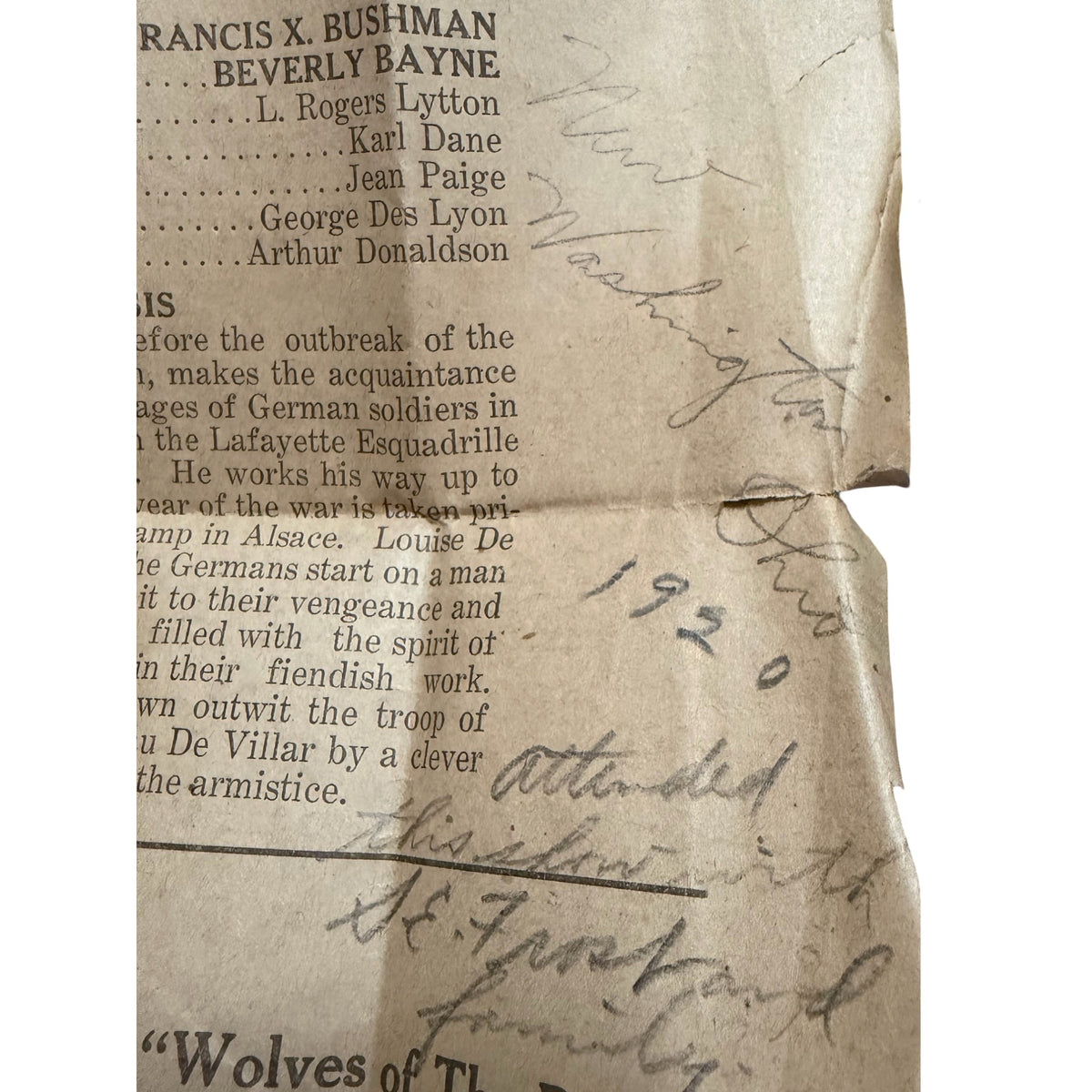 1920 New Washington Ohio Gem Theatre Daring Hearts Lost Silent Film Handbill