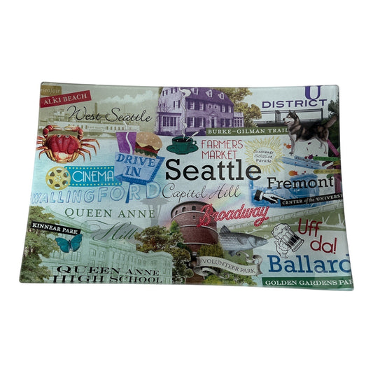 Rosanna Seattle Glass Tray 12x8 Neighborhood Collection Velvet Back 2000s