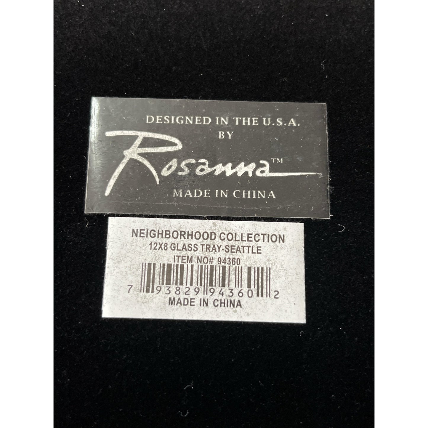 Rosanna Seattle Glass Tray 12x8 Neighborhood Collection Velvet Back 2000s