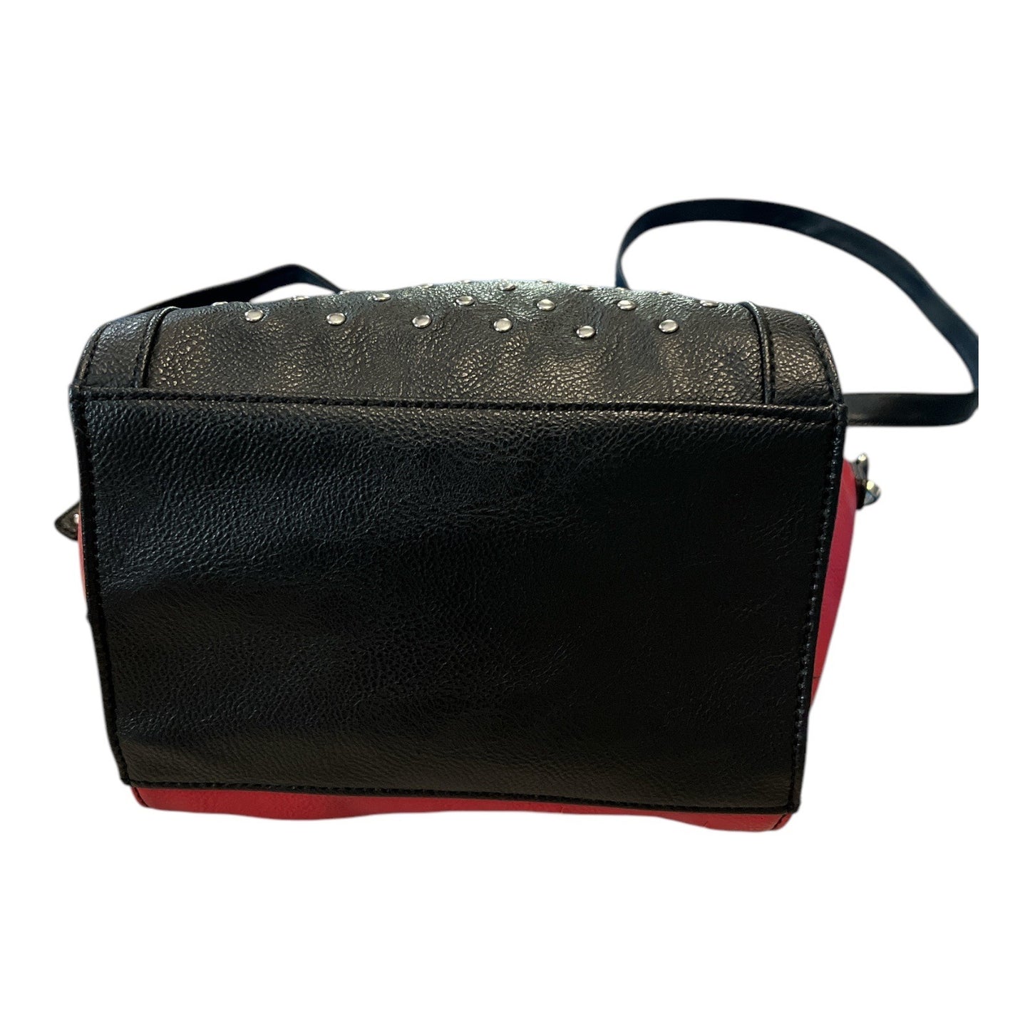 Nine West Studded Red Black Satchel Crossbody Convertible Handbag