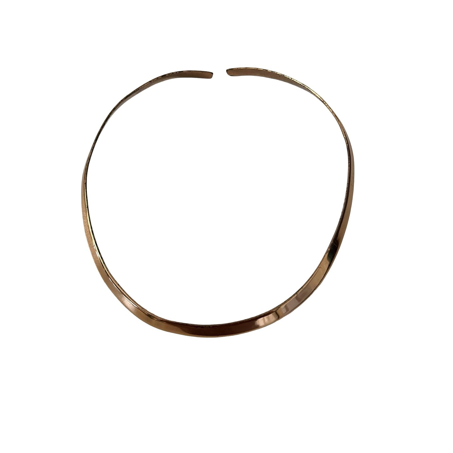 Vintage Copper Tone Collar Necklace Minimalist Choker Open Back 5 Inch Retro