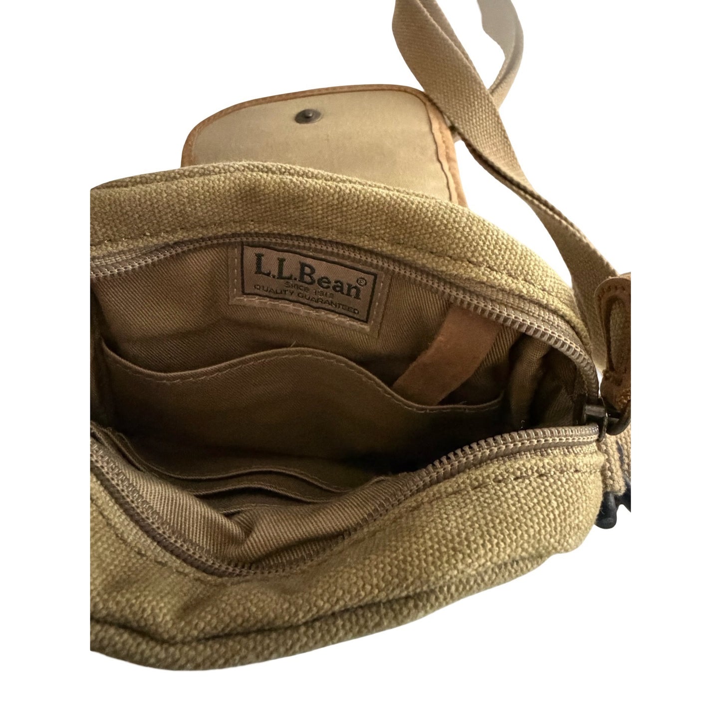 L.L. Bean Canvas Crossbody Utility Bag Tan Mini Travel Organizer Pouch