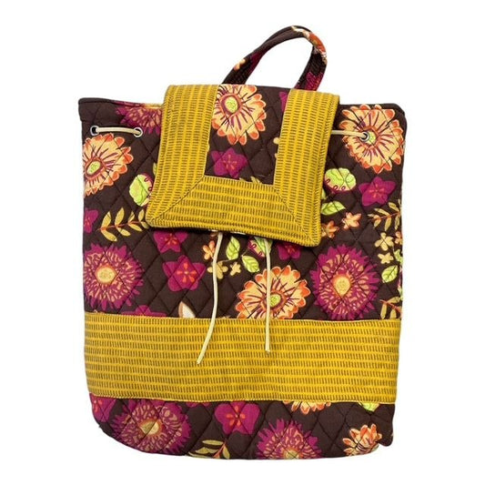 Sweet Olive Quilted Floral Drawstring Boho Bucket Backpack, Medium, 12"