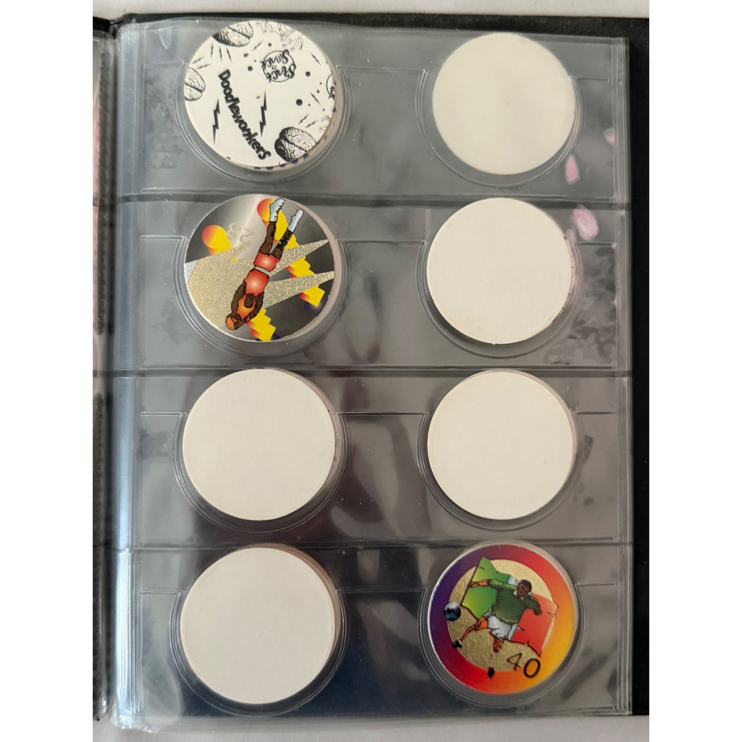Vintage CAP Album Milk Caps Pogs Portfolio Binder with 29 Pogs 8 Pages Black