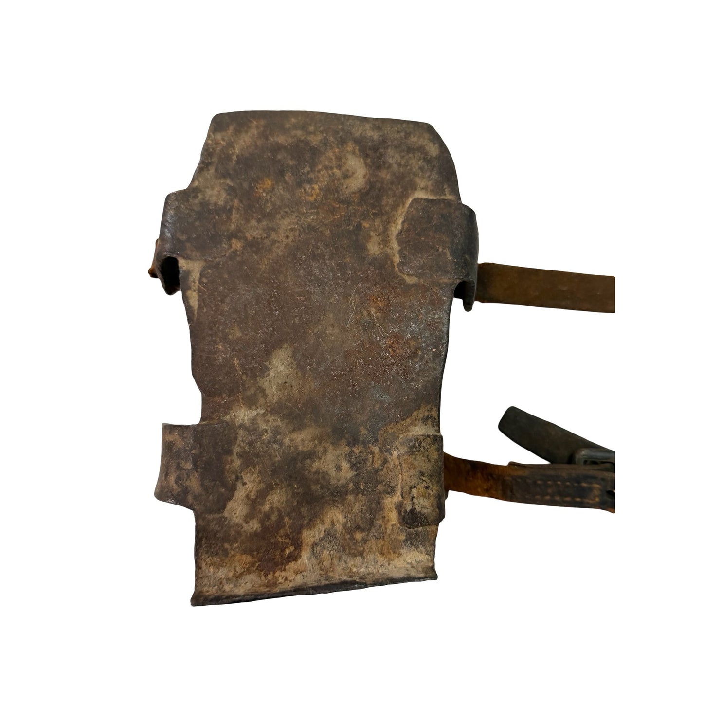 Antique Metal Leg Guard Gaiter Shin Protector Leather Straps Farm Tool 7x4