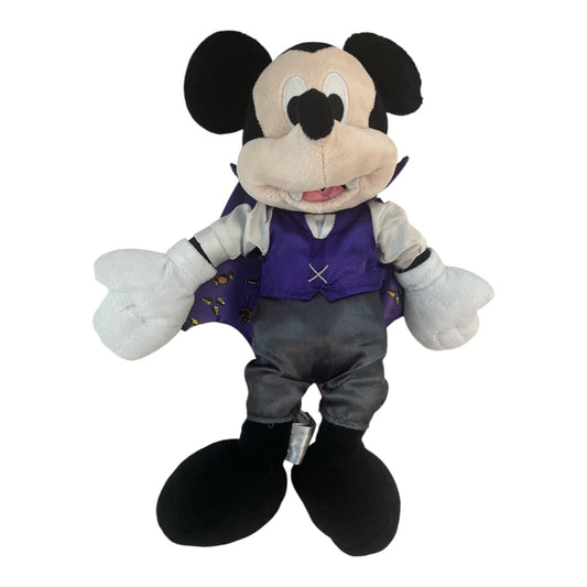 Vintage Disney Store Dracula Mickey Mouse Plush – Halloween Vampire Costume – 14” – 2000s