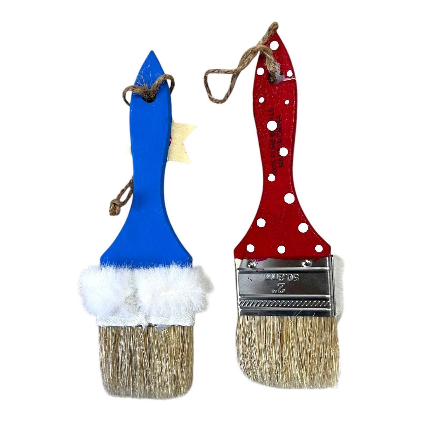 Set of 7 Handmade Paintbrush Gnome Ornaments – Christmas & Hanukkah Mixed Holiday Decor