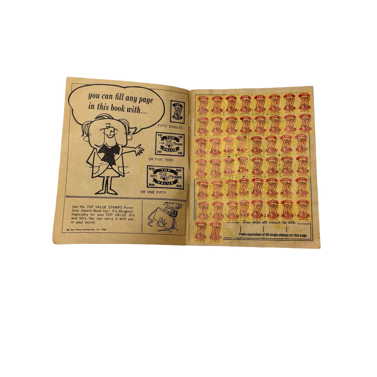 Vintage 1966 Top Value Stamps Saver Book Partially Filled Trading Stamp Book
