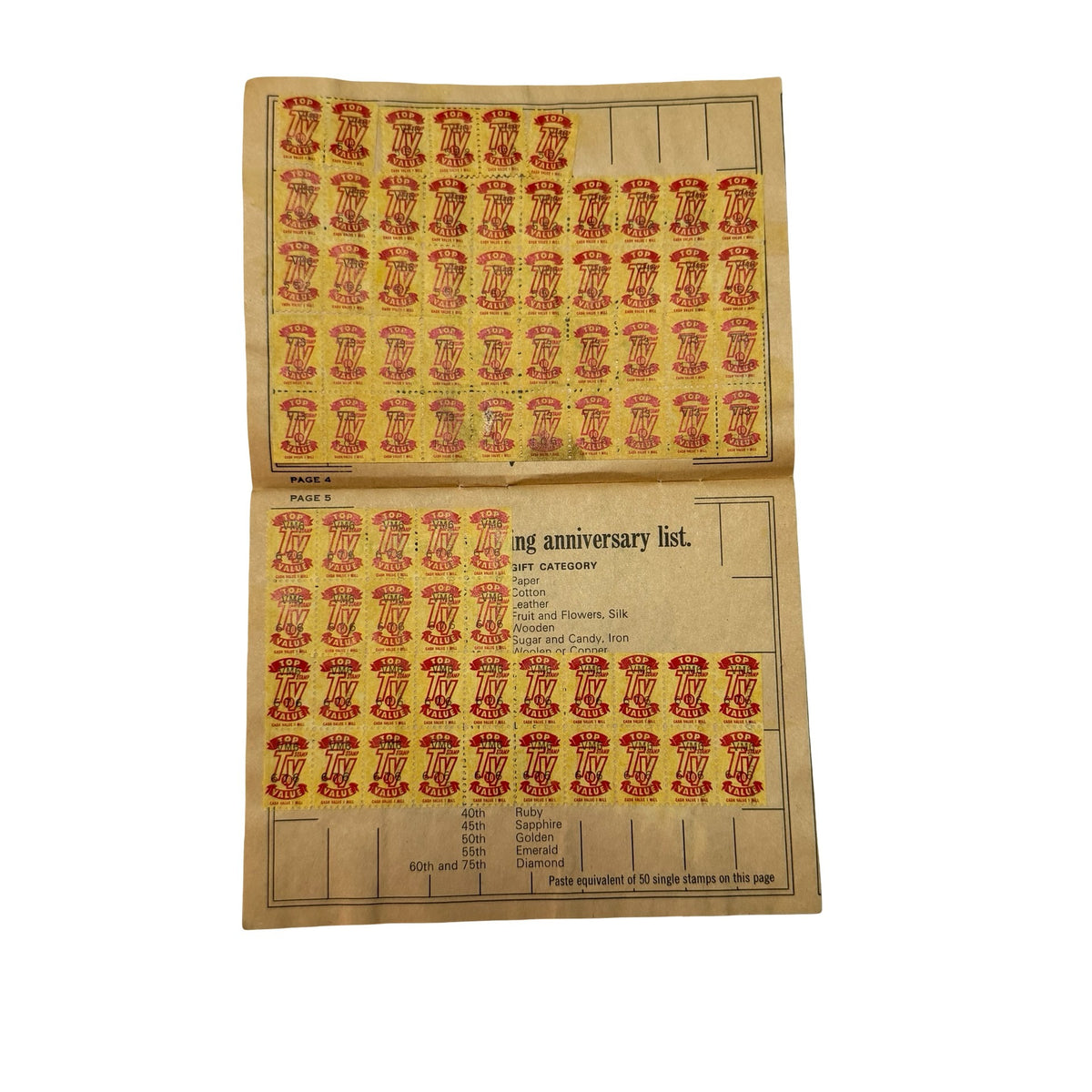 Vintage 1966 Top Value Stamps Saver Book Partially Filled Trading Stamp Book
