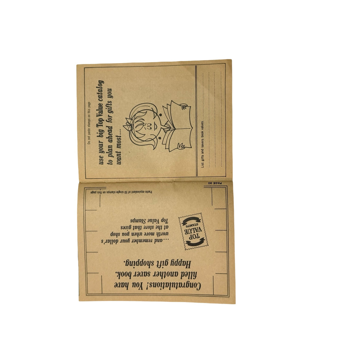 Vintage 1966 Top Value Stamps Saver Book Partially Filled Trading Stamp Book