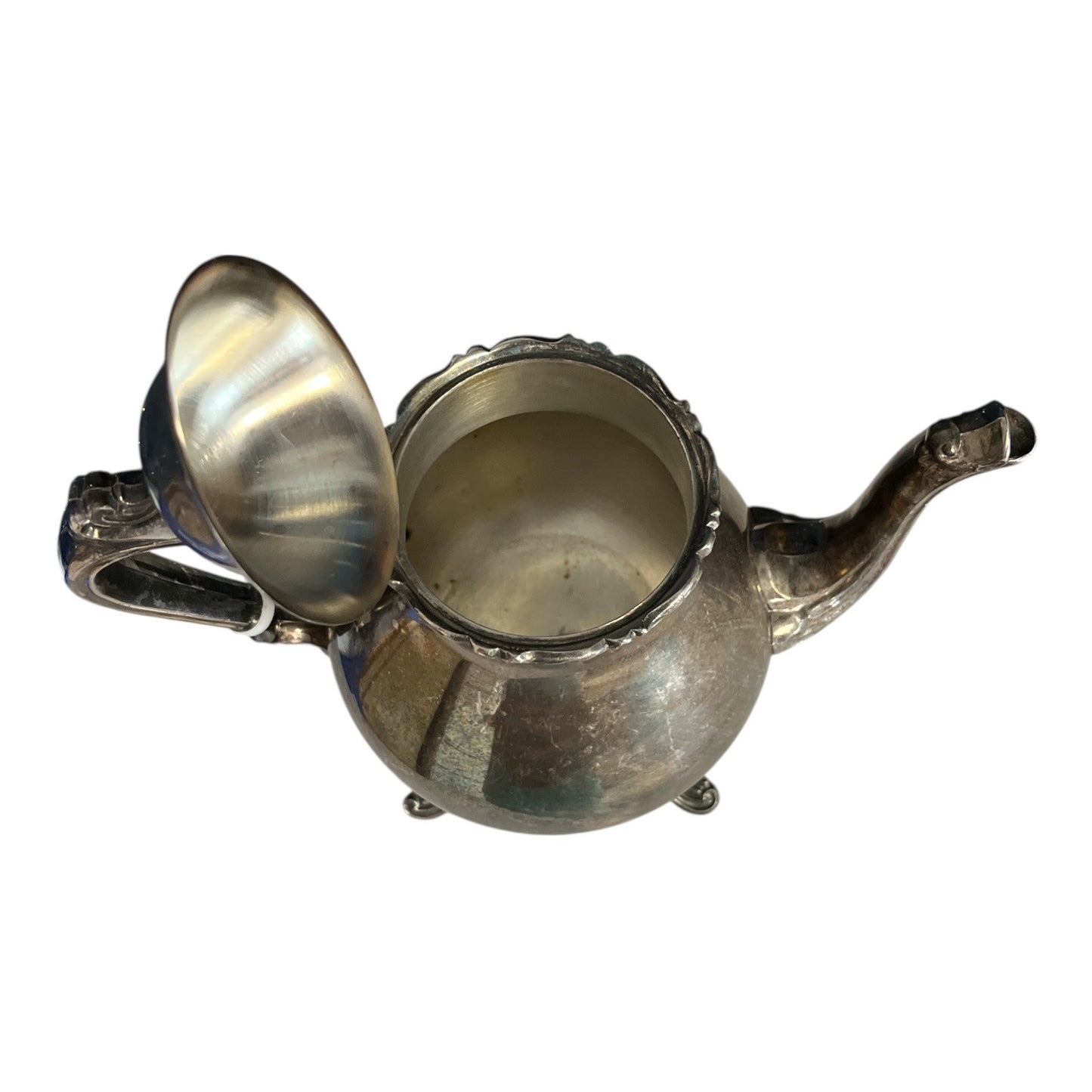 Vintage Leonard Silver Plate Coffee/Tea Pot – White Heat-Resistant Handle Accents