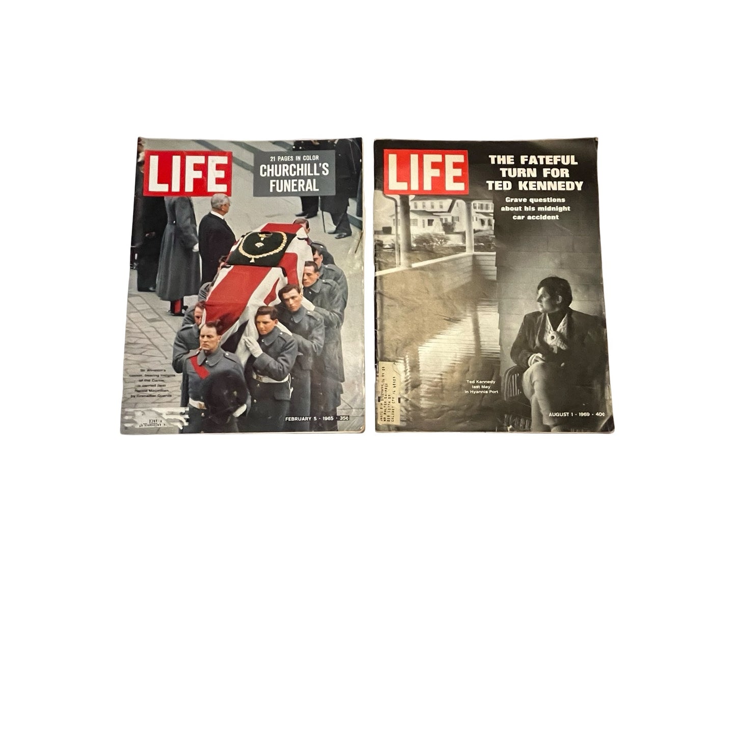 Vintage LIFE Magazine Lot 1965 Churchill Funeral 1969 Ted Kennedy Chappaquiddick Apollo Era Ads
