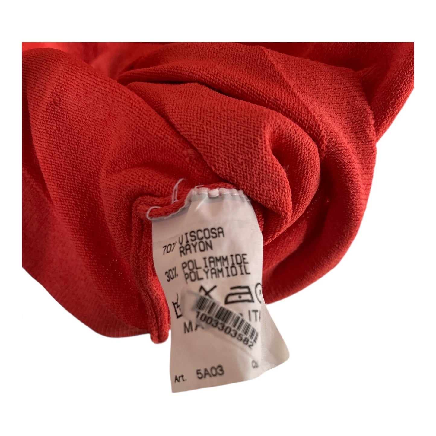 Wood Made in Italy Women’s Orange-Red Knit Top – ¾ Sleeve Rayon Blend Pullover – Early 2000s