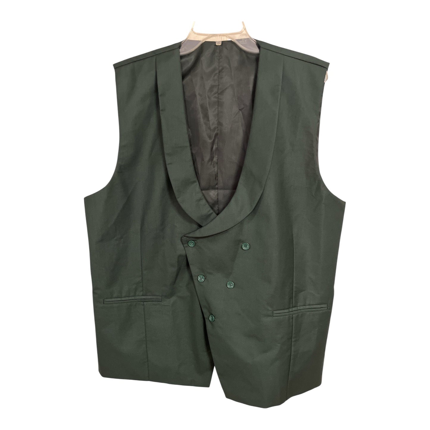Wangyue Men’s Vest XXL Dark Green Double Breasted Formal Waistcoat Adjustable Back