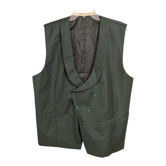 Wangyue Men’s Vest XXL Dark Green Double Breasted Formal Waistcoat Adjustable Back