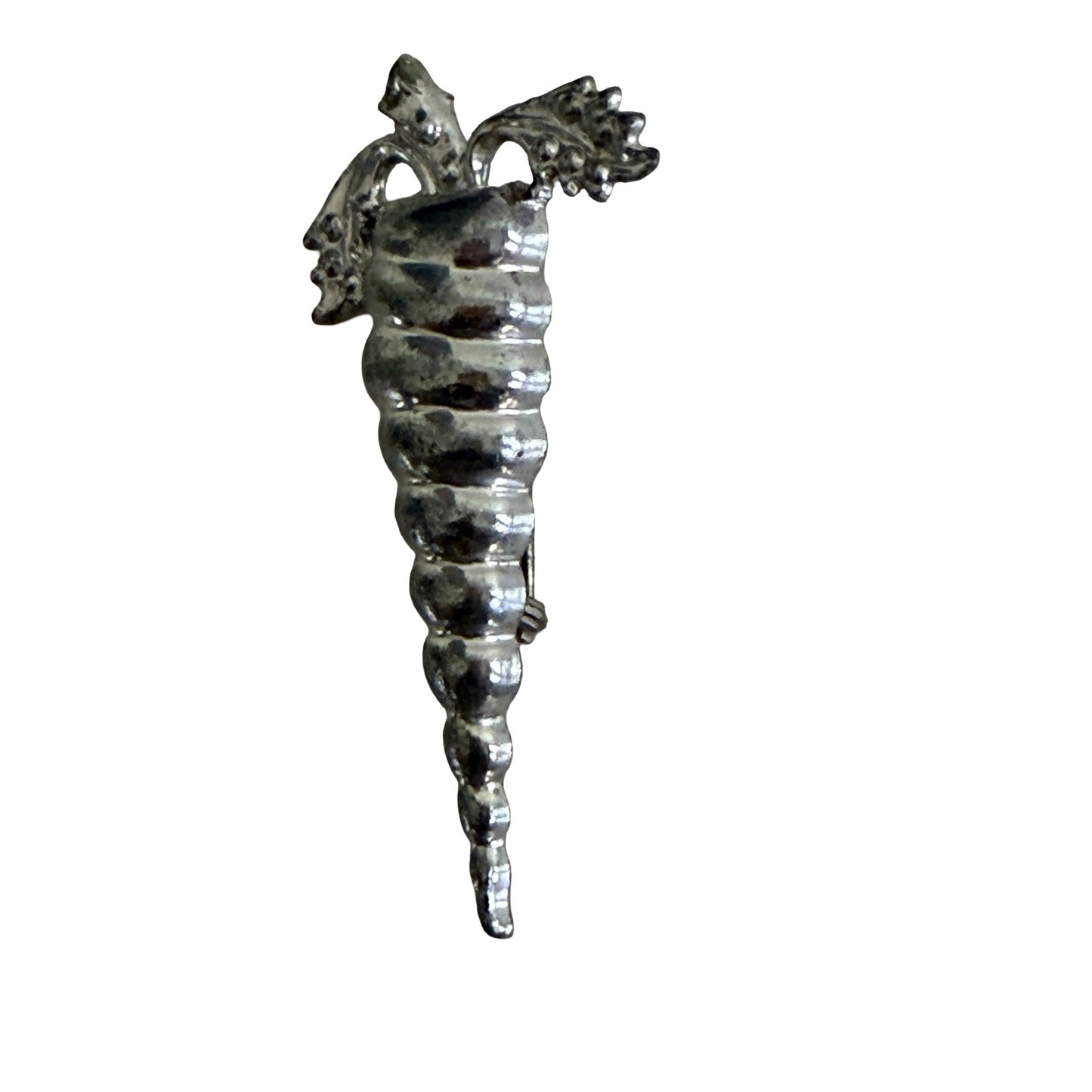 Vintage Silver Tone Carrot Brooch Pin Vegetable Figural 2.5 Inch