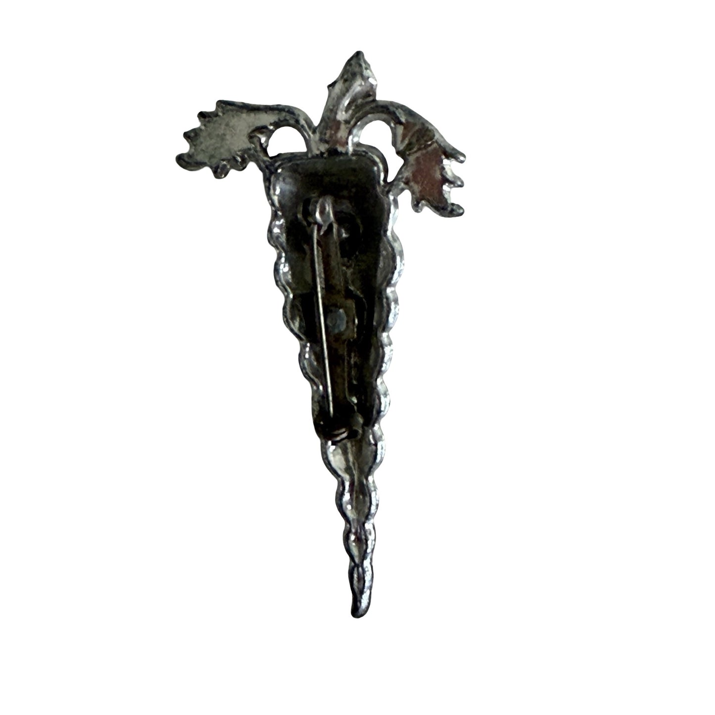 Vintage Silver Tone Carrot Brooch Pin Vegetable Figural 2.5 Inch