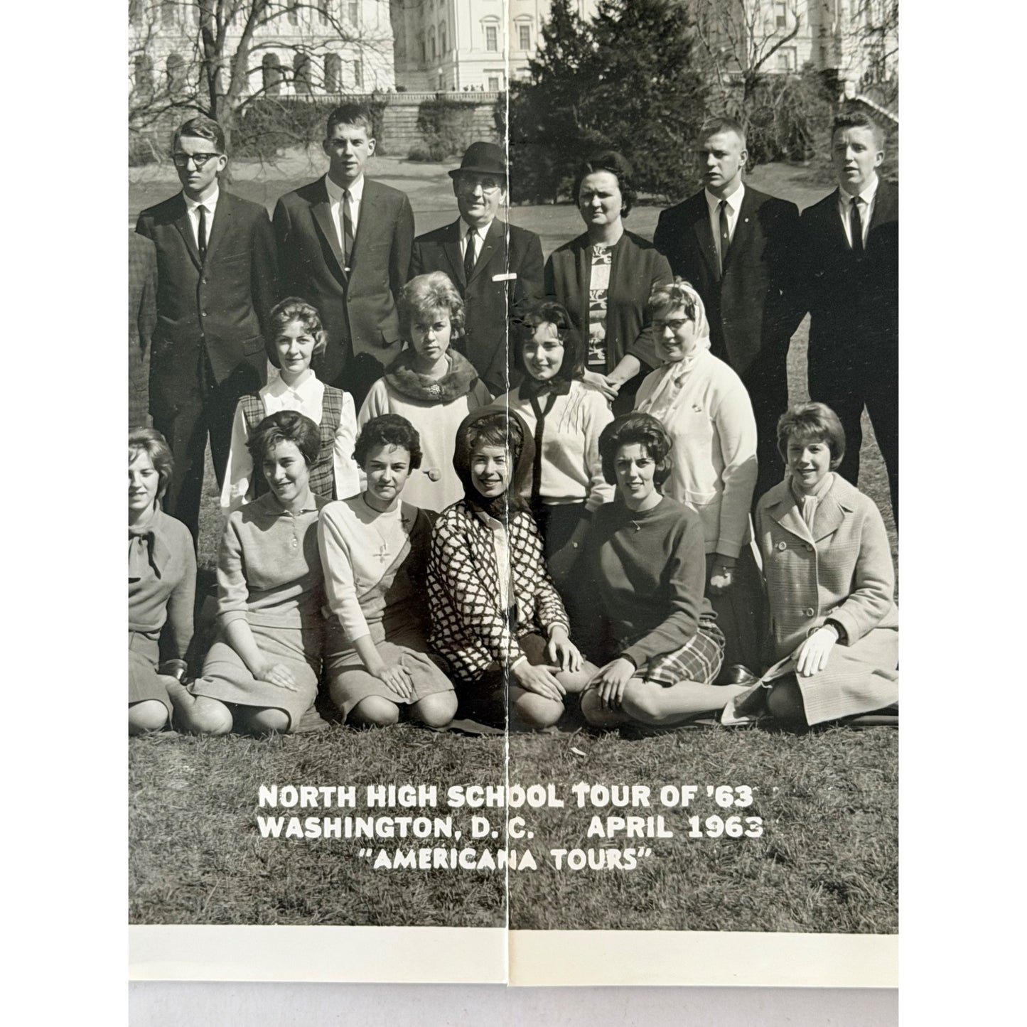 1963 North High School Washington DC Tour Panoramic Photo U.S. Capitol Americana Tours