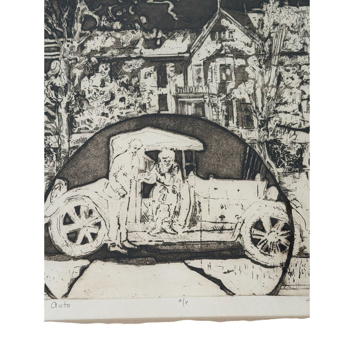 Ellie Rae Golden First Auto Original Etching Artist Proof Signed Framed Vintage
