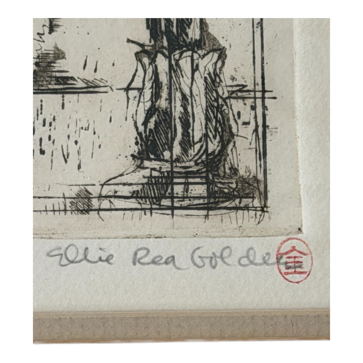 Ellie Rae Golden First Auto Original Etching Artist Proof Signed Framed Vintage