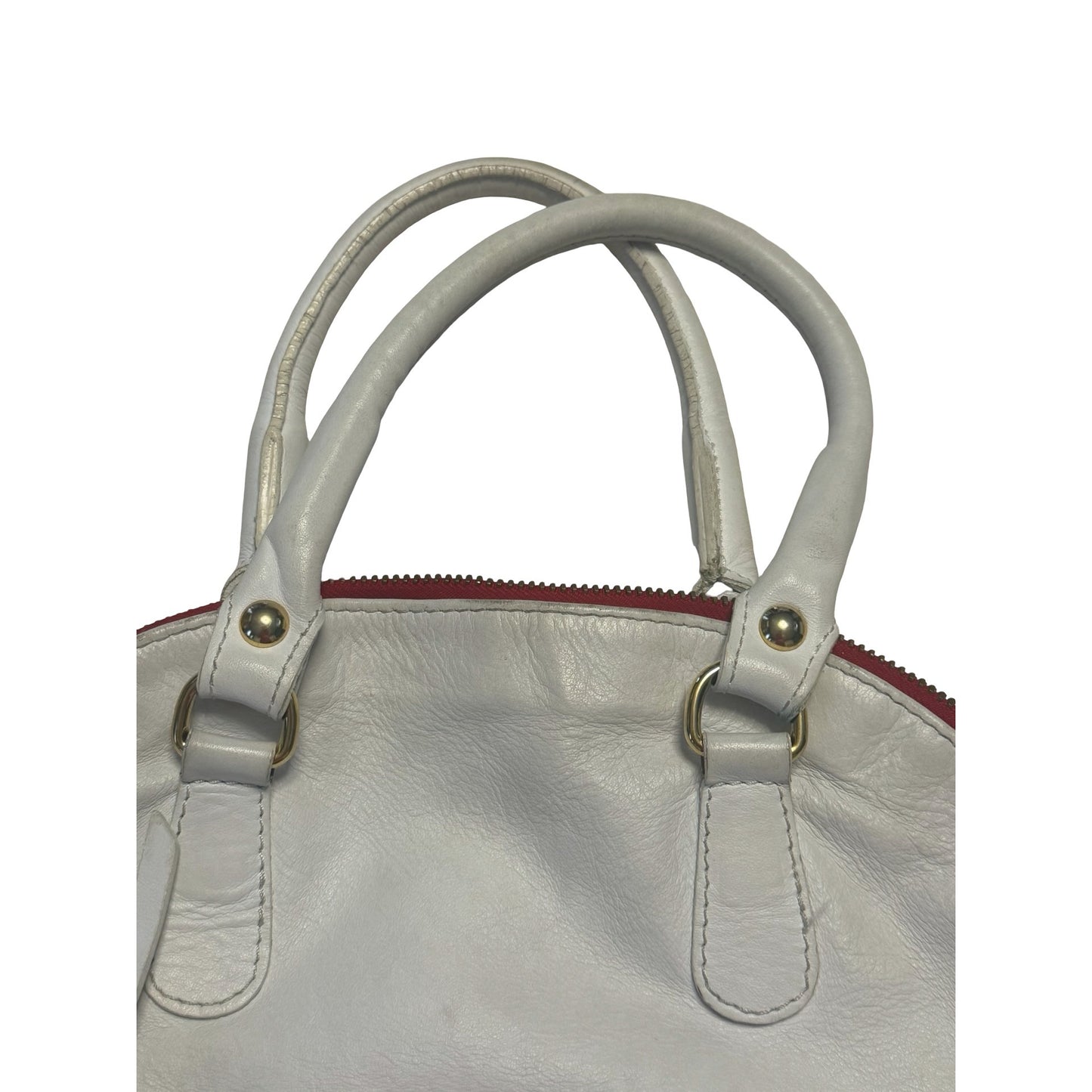 Mauricio Taiuti Italian Leather Convertible Satchel Shoulder Bag White Red Made Italy