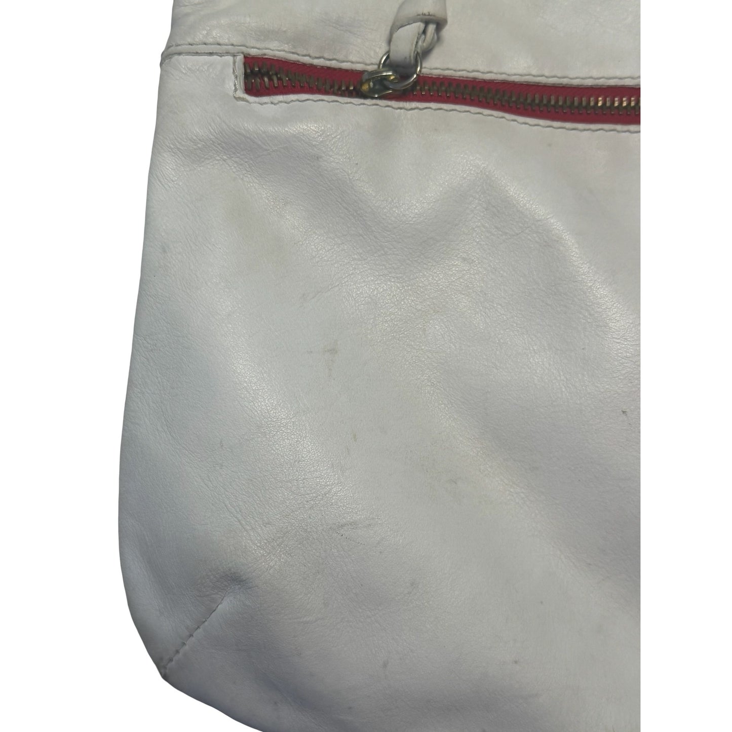 Mauricio Taiuti Italian Leather Convertible Satchel Shoulder Bag White Red Made Italy