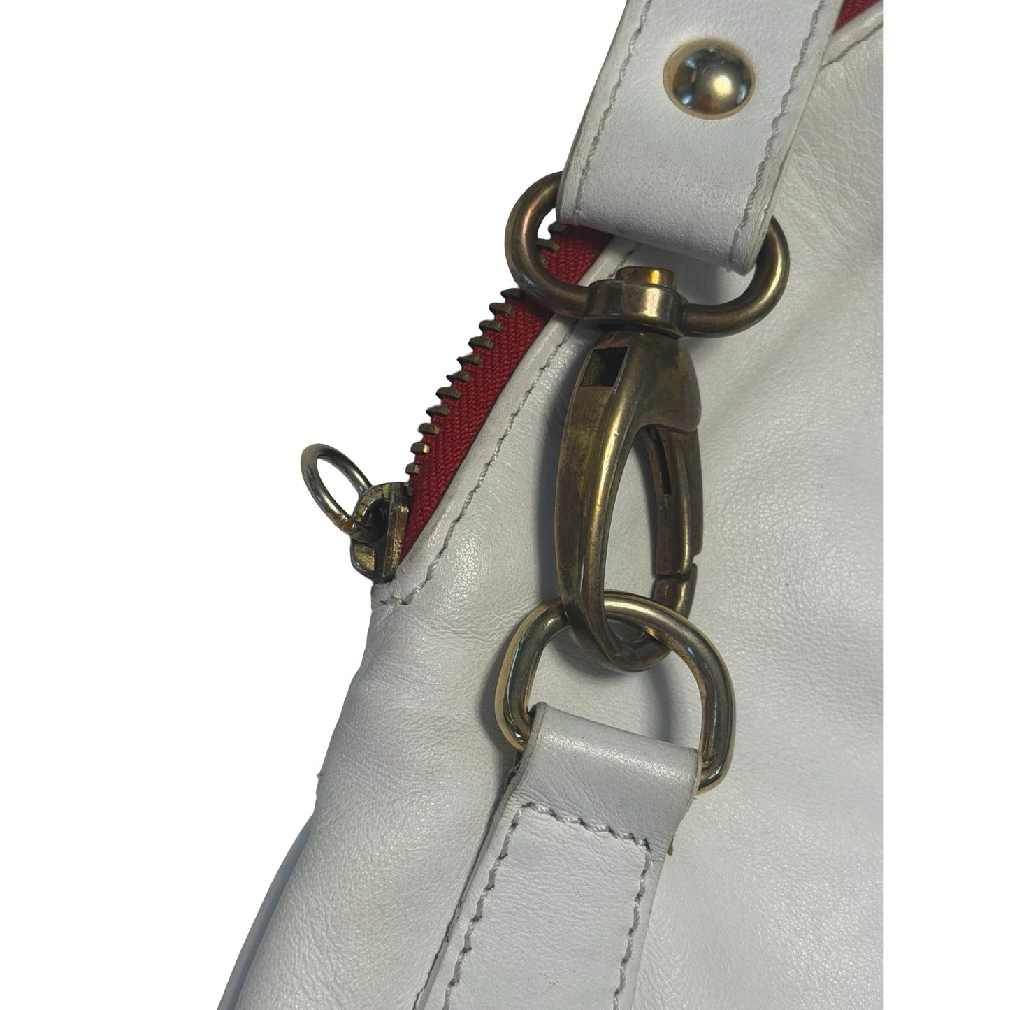 Mauricio Taiuti Italian Leather Convertible Satchel Shoulder Bag White Red Made Italy