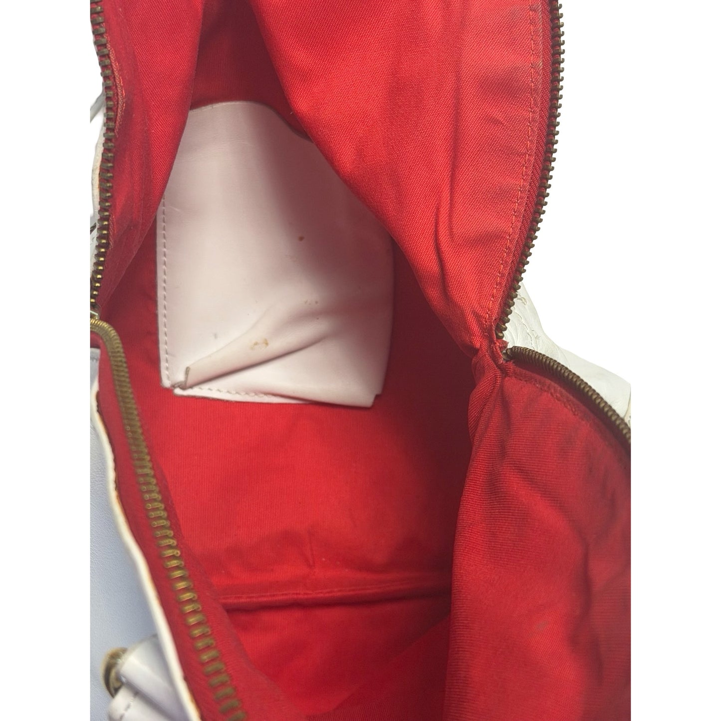 Mauricio Taiuti Italian Leather Convertible Satchel Shoulder Bag White Red Made Italy