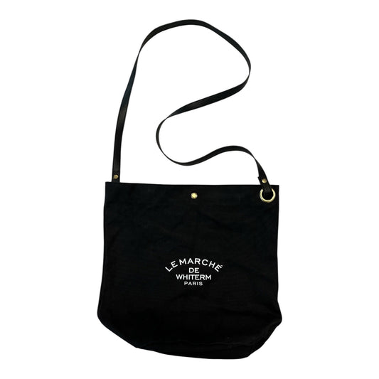 Le Marché de Whiterm Paris Canvas Shoulder Bag Black Tote Market Bag Long Strap