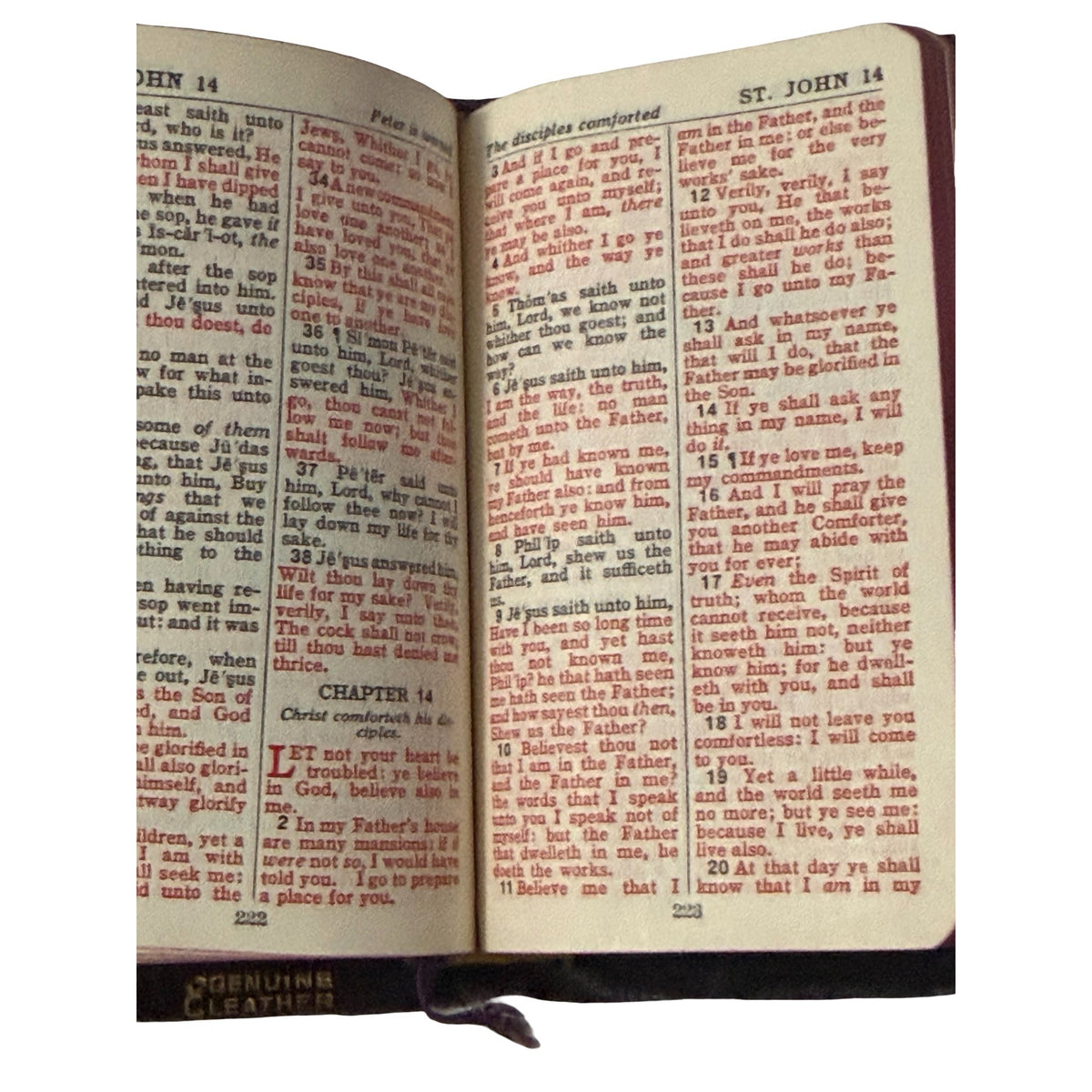 Antique A.J. Holman New Testament Psalms Pocket Bible Genuine Leather Snap Cover Red Letter