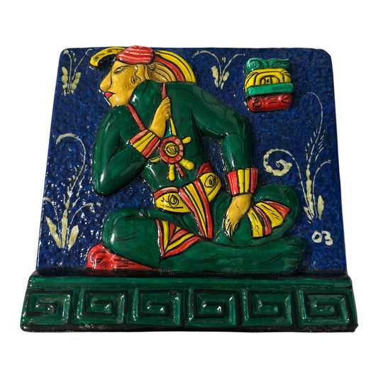 Vintage Lord Zac El Señor Zac Mayan Relief Art Freestanding Plaque