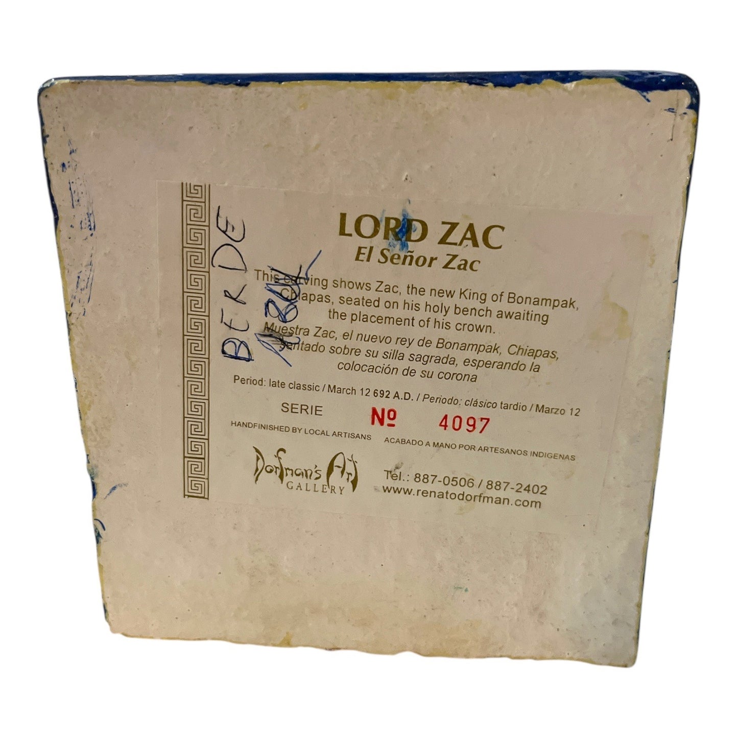 Vintage Lord Zac El Señor Zac Mayan Relief Art Freestanding Plaque