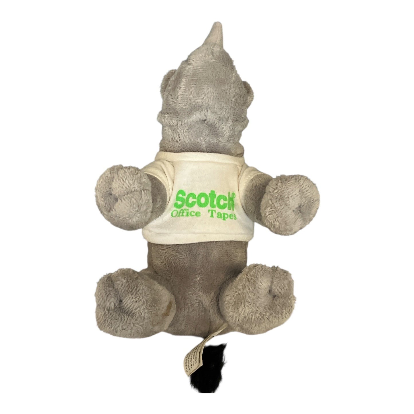 Scotch Office Tape Rhino Plush 2003 K&M International Gray Triceratops Dinosaur Toy