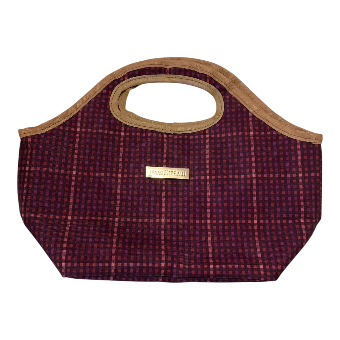 Isaac Mizrahi Lunch Tote Bag Red Plaid Insulated Carry Case Top Handle Y2K