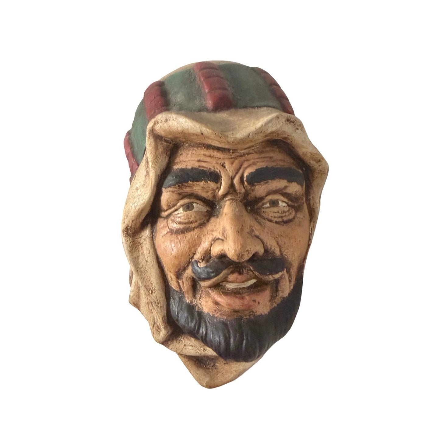 Vintage 1976 Benel Studios Hand Painted Middle Eastern Wall Mask Plaque B.F. Lynch