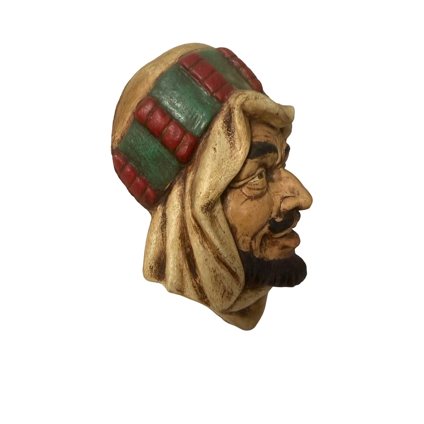 Vintage 1976 Benel Studios Hand Painted Middle Eastern Wall Mask Plaque B.F. Lynch