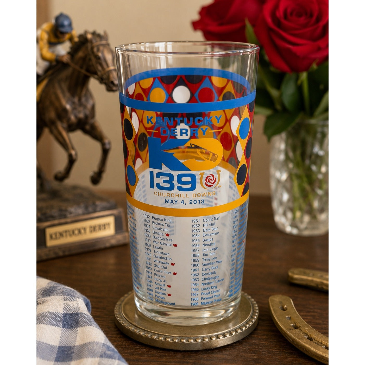 2013 Kentucky Derby 139 Churchill Downs Official Pint Glass Triple Crown Winners