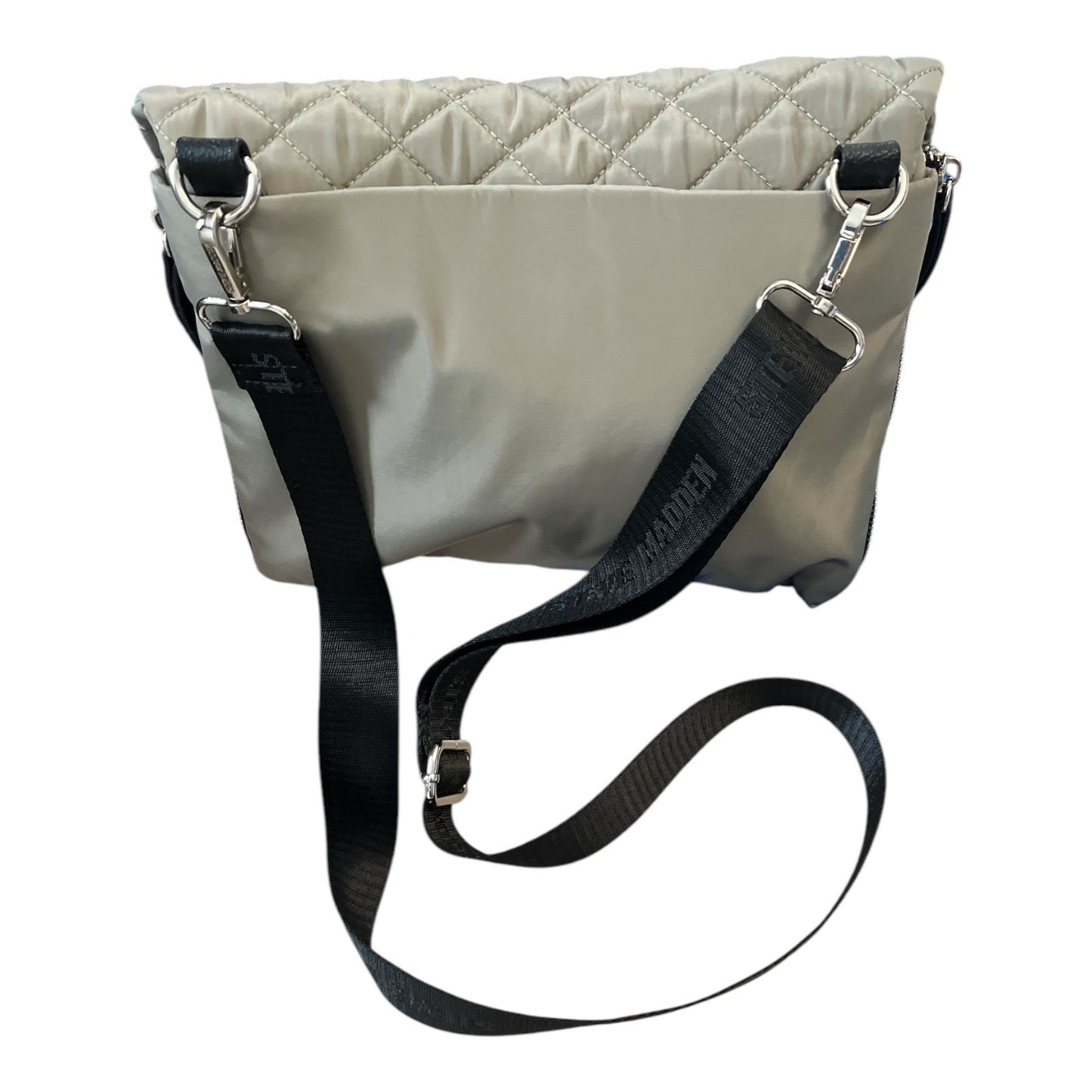 Steve Madden Quilted Crossbody Bag Taupe Nylon Flap Purse Adjustable Strap