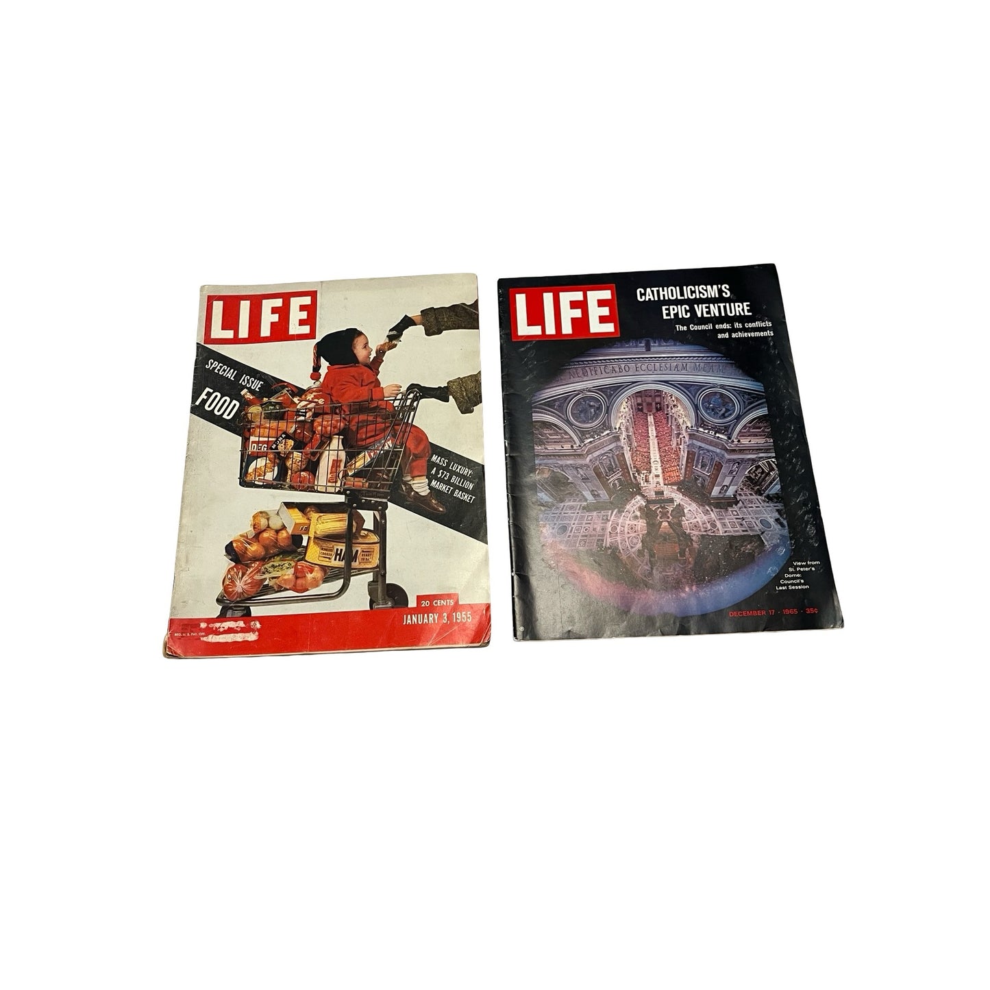 Vintage LIFE Magazine Lot 1955 Food Issue 1965 Ads Coca Cola Campbell Soup Whiskey Mid Century