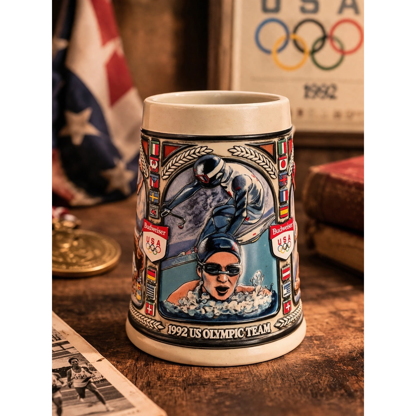 1992 USA Olympic Team Budweiser Stein Mug Vintage Beer Mug Atlanta Olympics