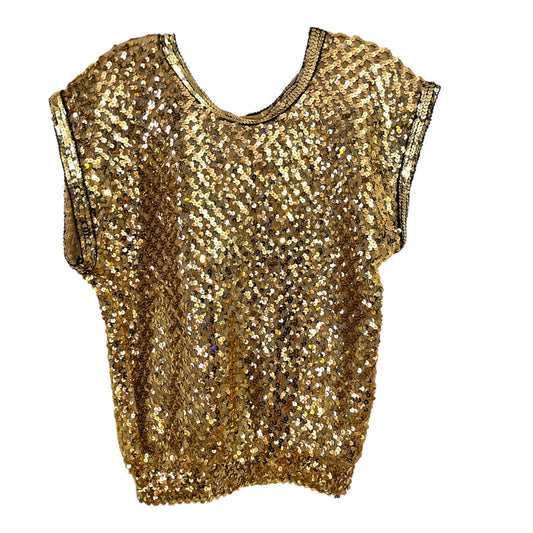 Vintage Creations III Gold Sequin Top – Women’s Size L (Check Measurements) – 1980s Made in USA
