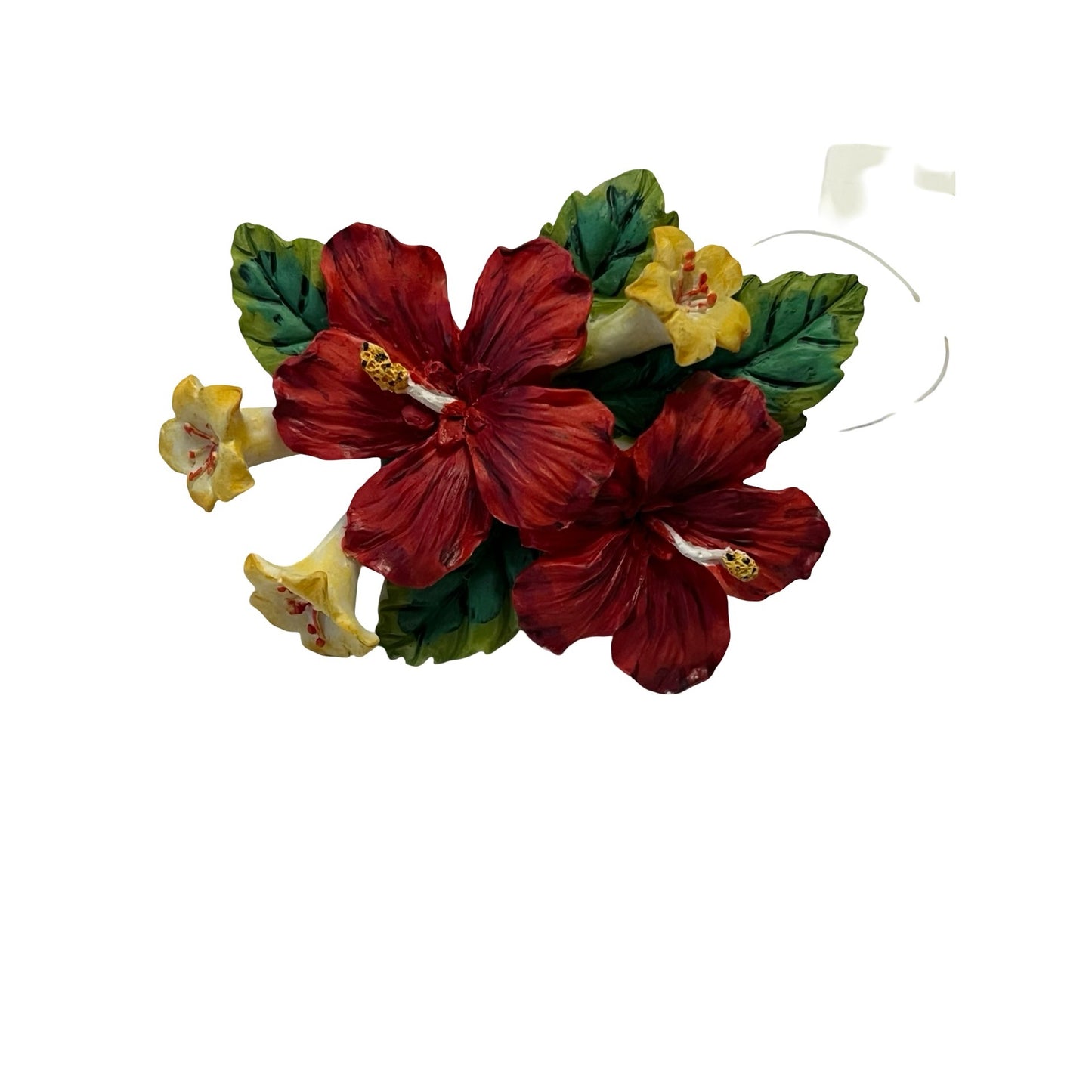 Set 6 Hibiscus Floral Napkin Rings Tropical Red Yellow Table Decor Bermuda