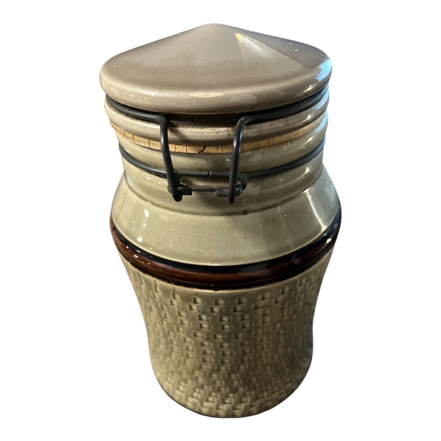 Vtg Baldelli Italy Ceramic Canister with Clamp Lid Italian Stoneware Kitchen Storage