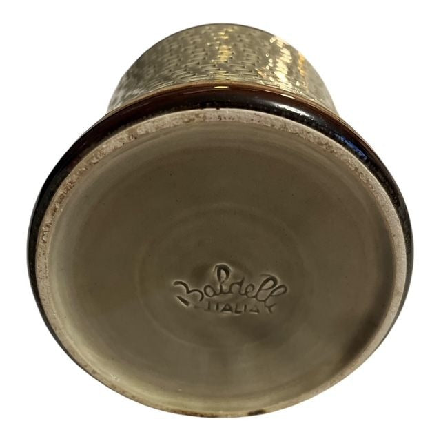 Vtg Baldelli Italy Ceramic Canister with Clamp Lid Italian Stoneware Kitchen Storage