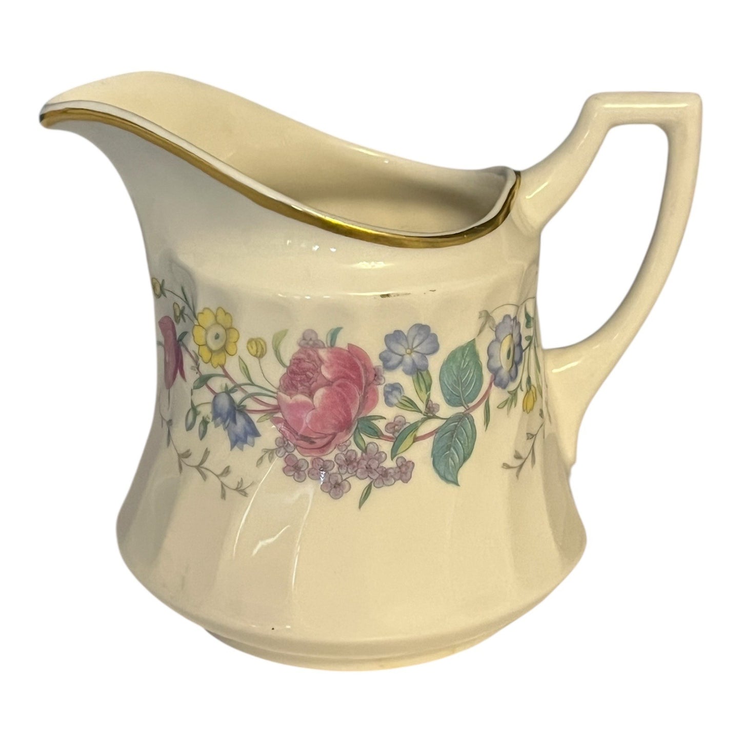 Vintage Syracuse China Lilac Rose Creamer Pitcher Floral Gold Trim USA