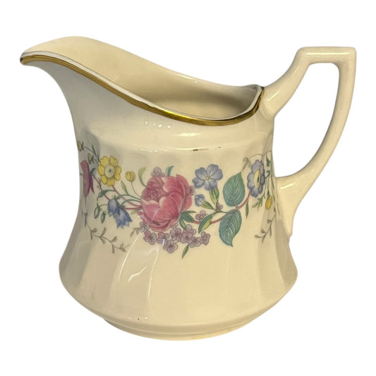 Vintage Syracuse China Lilac Rose Creamer Pitcher Floral Gold Trim USA