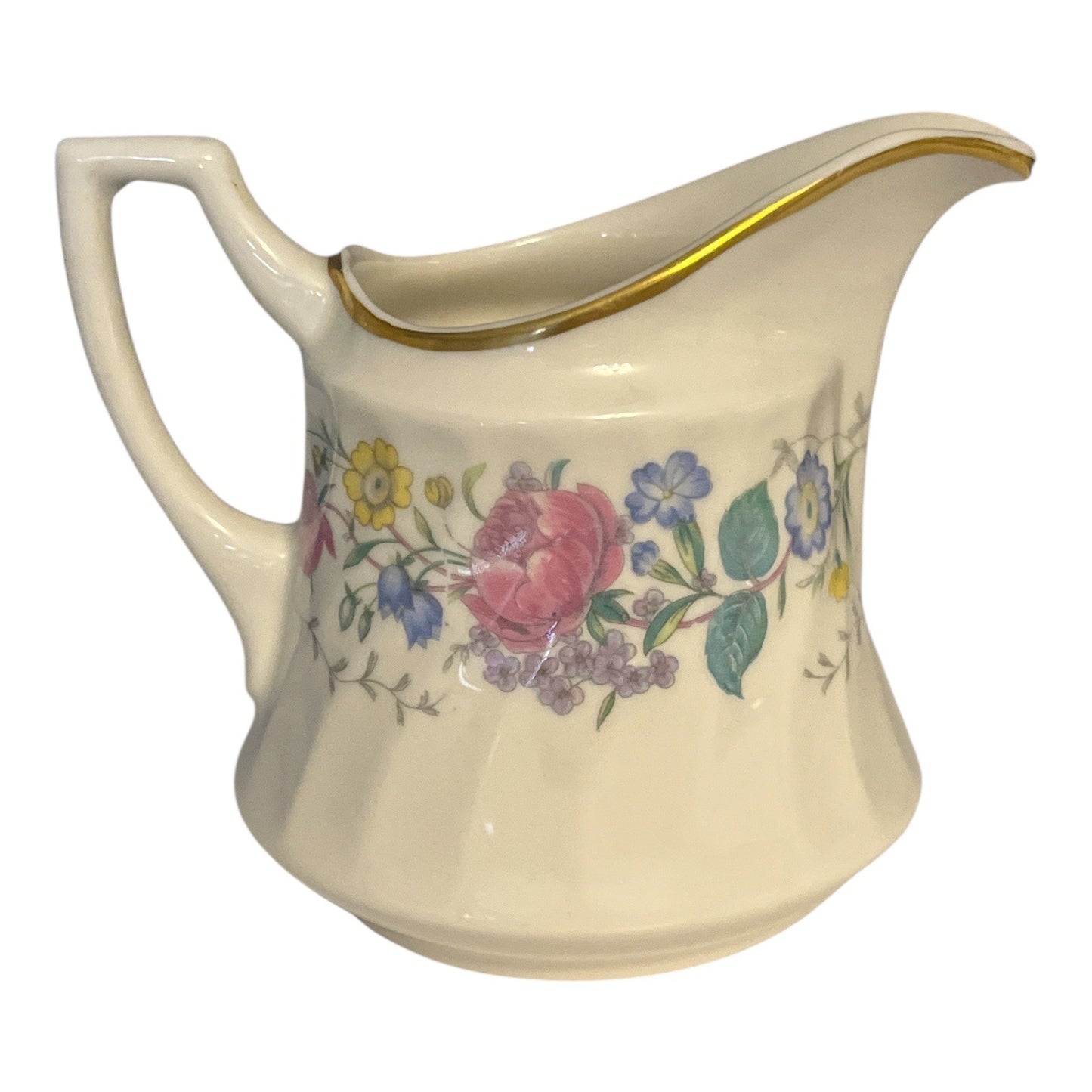 Vintage Syracuse China Lilac Rose Creamer Pitcher Floral Gold Trim USA