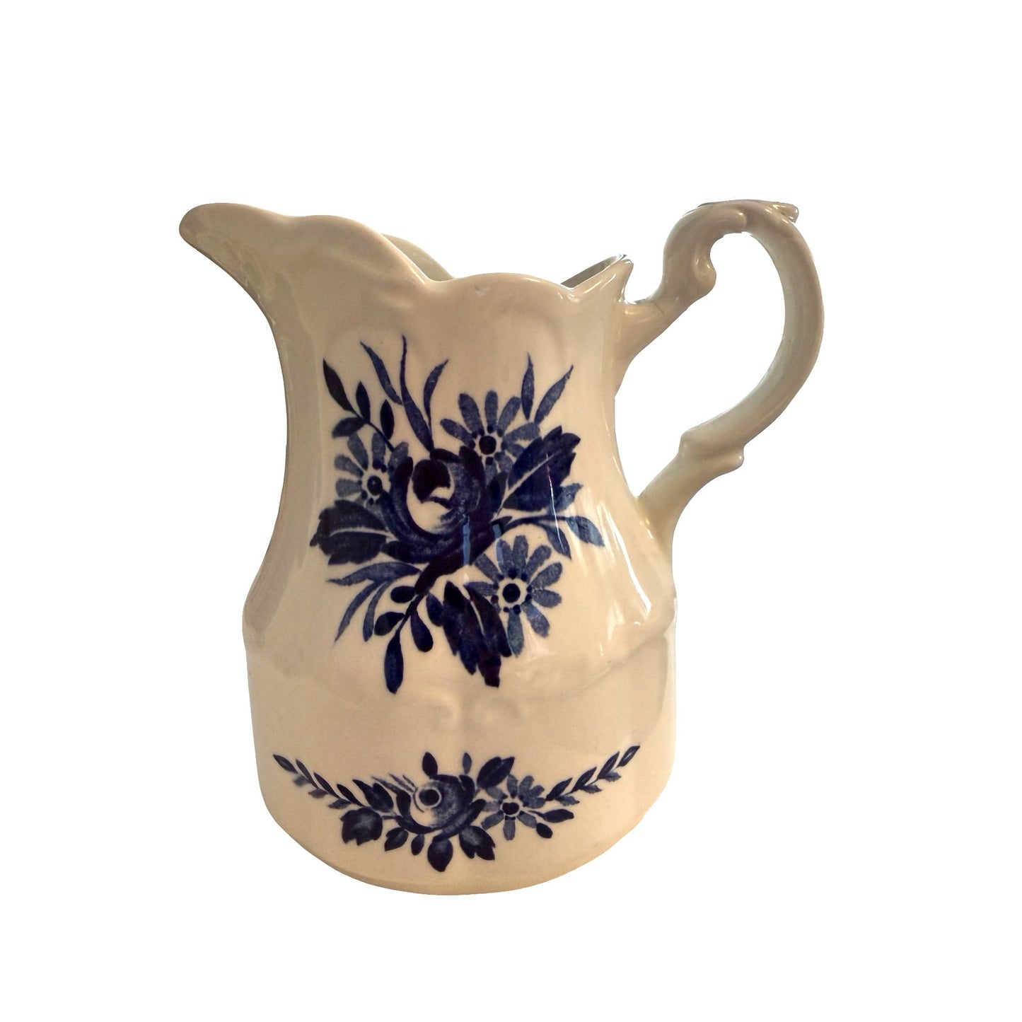 J&G Meakin Dresden Blue Creamer Pitcher Blue Floral Ironstone England 4.5 x 5