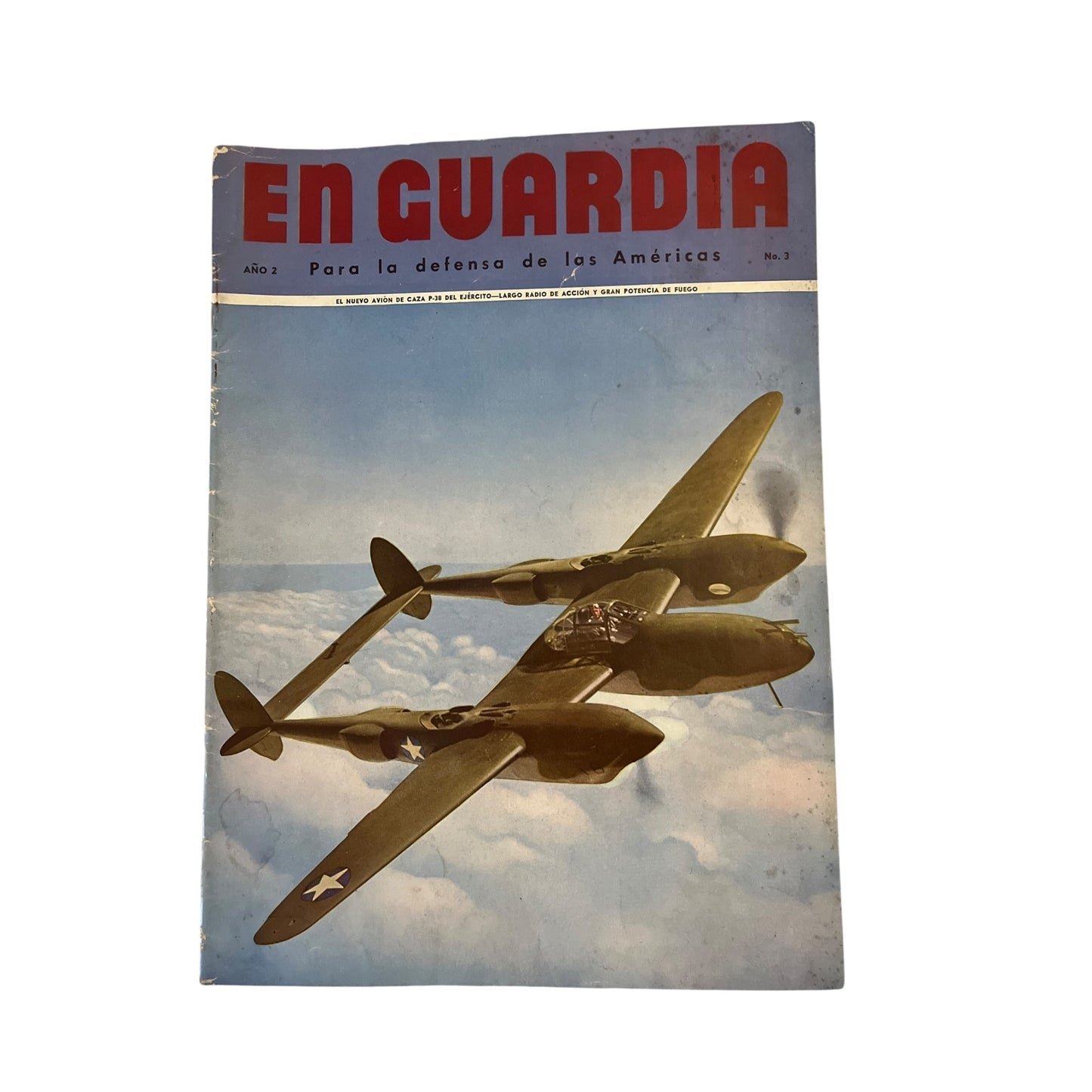 Vintage En Guardia WWII Magazine P-38 Aircraft Cover Eisenhower Spanish Propaganda