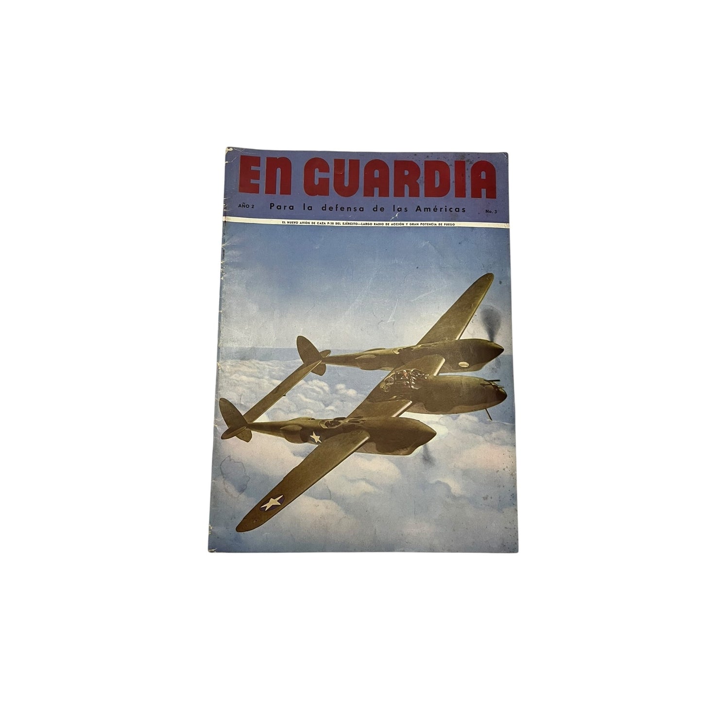 Vintage En Guardia WWII Magazine P-38 Aircraft Cover Eisenhower Spanish Propaganda